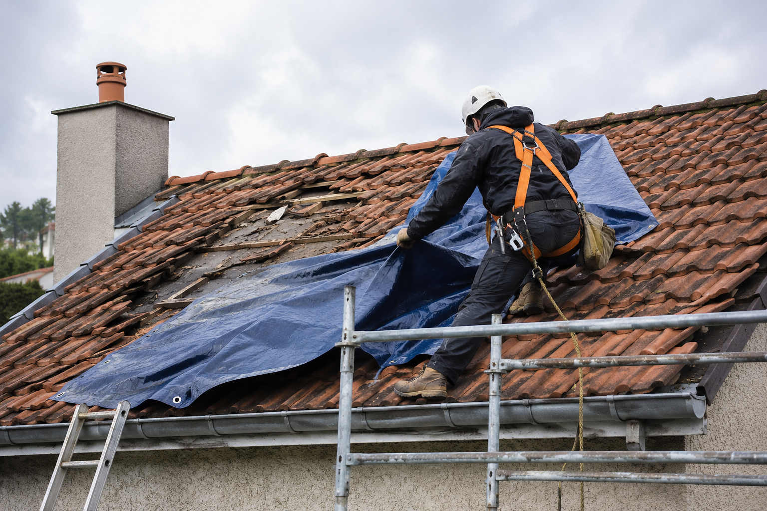 Réparation toiture après tempête